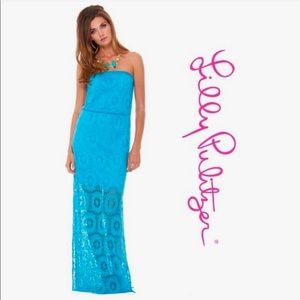 Lilly Pulitzer Emmett Ariel blue lace maxi dress